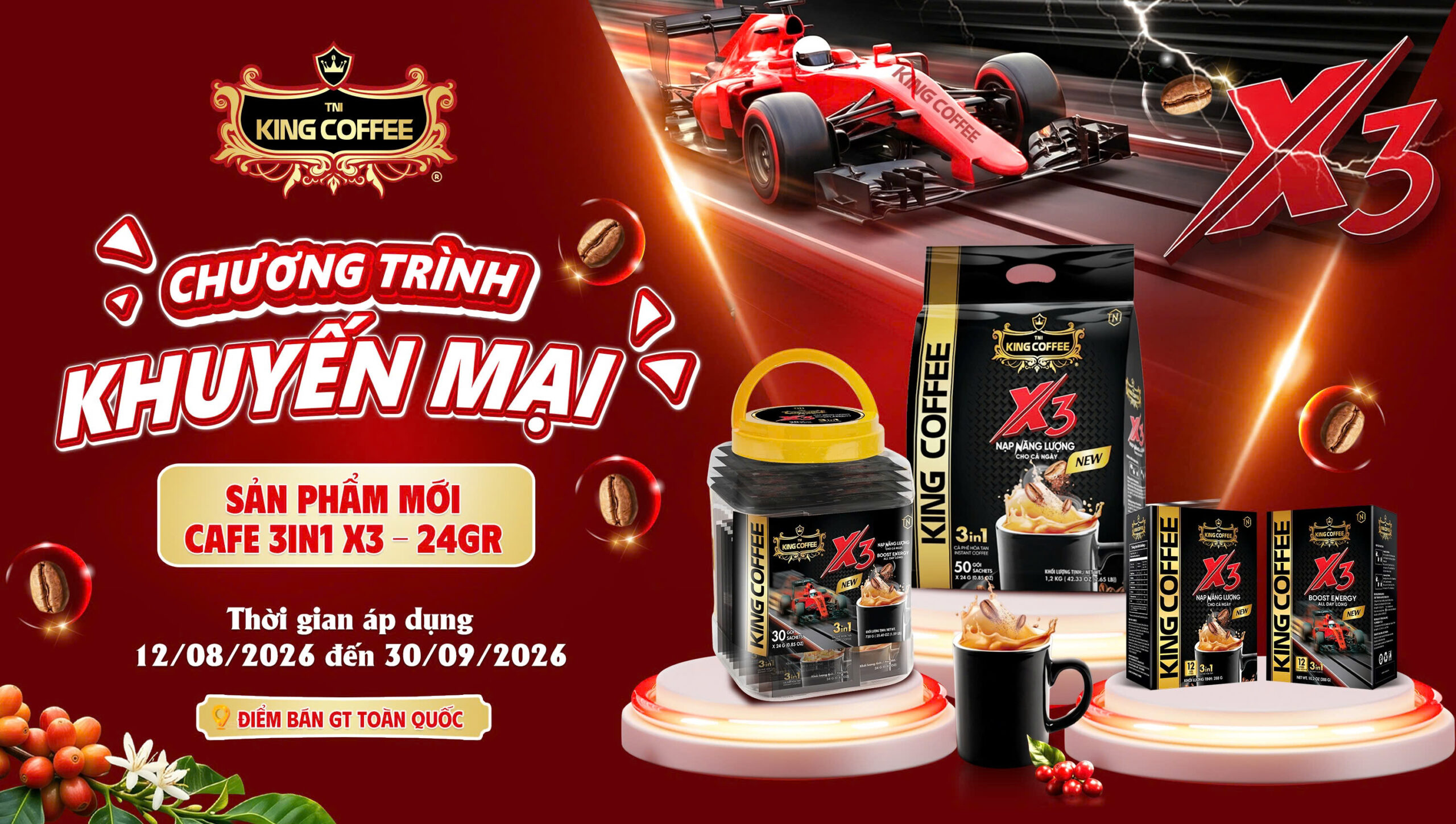 tung hàng sản phẩm mới Café 3in1 X3 24g size ngang